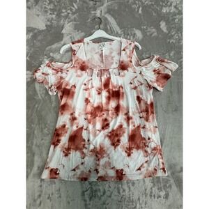 Naif Womens 2X Cold Shoulder Tie Dye Short‎ Sleeve Top Shirt